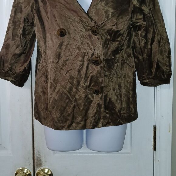 Twelve Couture Rive Gauche 2007 Bronze button front lightweight jacket Sz M - Picture 2 of 8